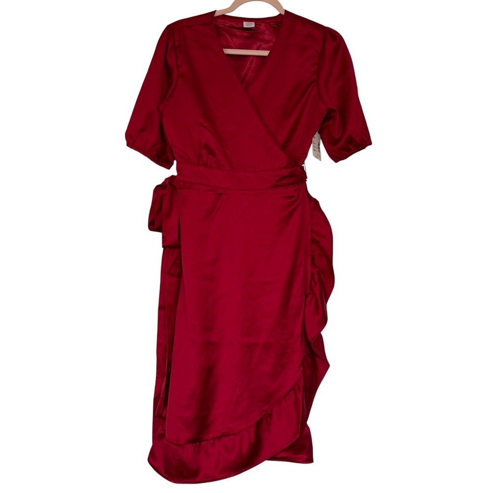 Gymboree Women's Red‎ Satin Wrap Dress Size Small NWT Ruffle Midi Salsa